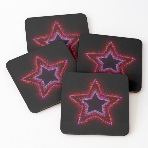 Item preview, Glowing 3D Hollow Star with Red and Blue Light Dots on Black Futuristic Background designed and sold by PixelVibe782.