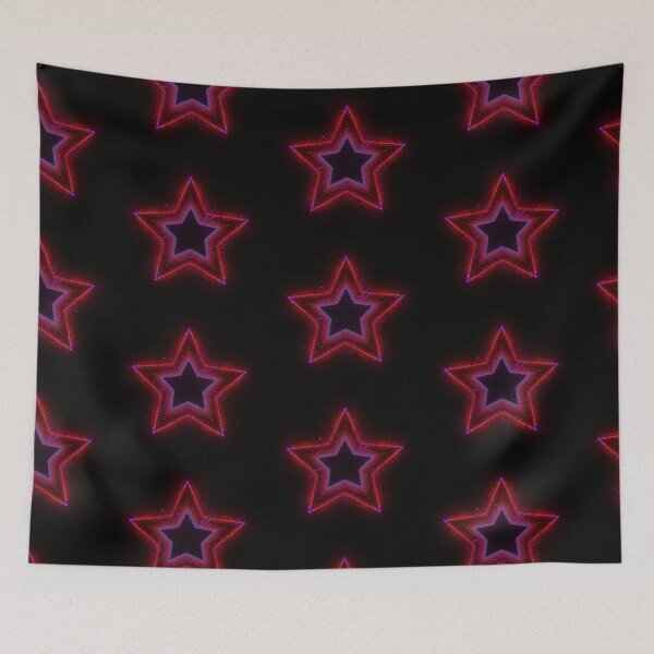 Item preview, Glowing 3D Hollow Star with Red and Blue Light Dots on Black Futuristic Background designed and sold by PixelVibe782.