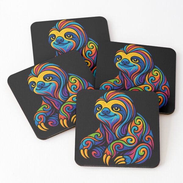 Item preview, Psychedelic Rainbow Sloth – Vibrant Tribal Animal Art designed and sold by InkSplash77.