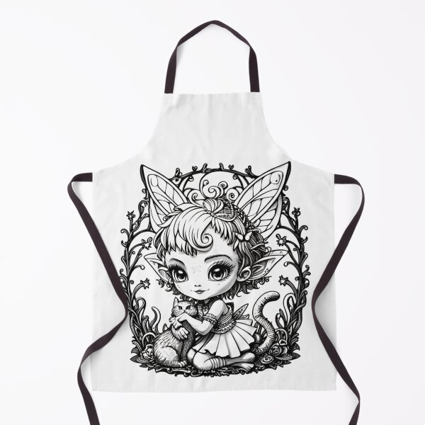 Item preview, Coloring pages, working with black ink, vector graphics! Chibi Fairy with her fluffy cat! Zentangle! Theme, conceptual art, 3D rendering, cinema, dark fantasy designed and sold by gulka8.