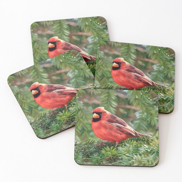 Item preview, Red Cardinal in Hemlock Branches designed and sold by tomorrowsart.