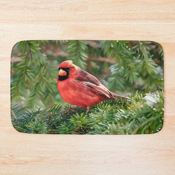 Item preview, Red Cardinal in Hemlock Branches designed and sold by tomorrowsart.