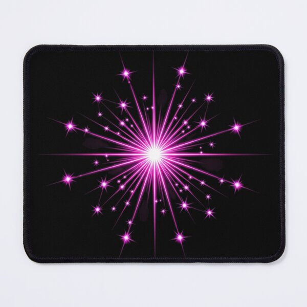 Item preview, Vibrant Glowing Pink Starburst with Radiating Lines and Cosmic Symmetry on Black Background designed and sold by PixelVibe782.