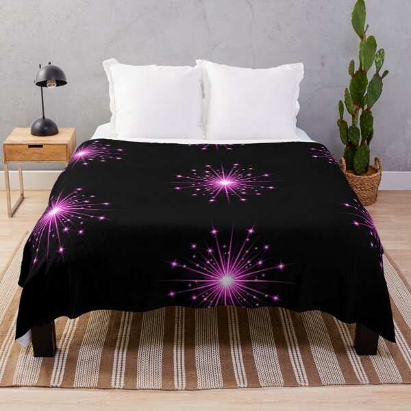 Item preview, Vibrant Glowing Pink Starburst with Radiating Lines and Cosmic Symmetry on Black Background designed and sold by PixelVibe782.
