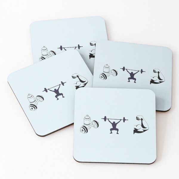 Item preview, Weightlifting Icons Sticker - Dumbbell & Bottle, Overhead Barbell, Flexed Arm - Minimal Gym Triptych designed and sold by MicroRoleClub.