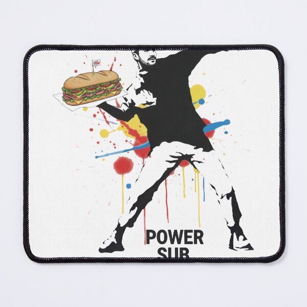 Item preview, Street Art Subversion: Masked Figure Throwing a Sub Sandwich Graffiti designed and sold by zoughlal.
