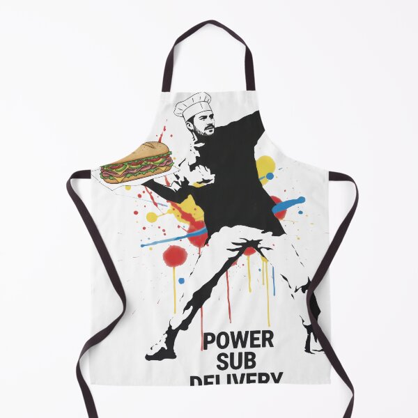 Item preview, Street Art Subversion: Masked Figure Throwing a Sub Sandwich Graffiti designed and sold by zoughlal.