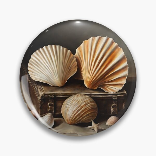 Item preview, Clams on a Small Vintage Chest | Clam Motif designed and sold by UnhingedBird.