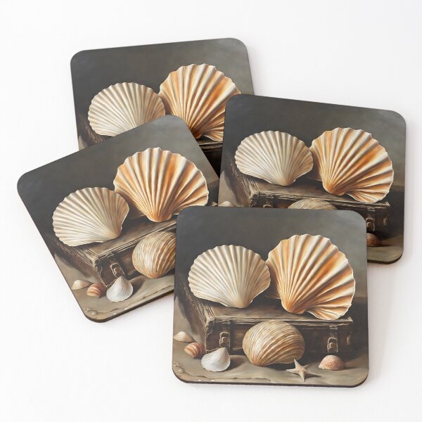 Item preview, Clams on a Small Vintage Chest | Clam Motif designed and sold by UnhingedBird.