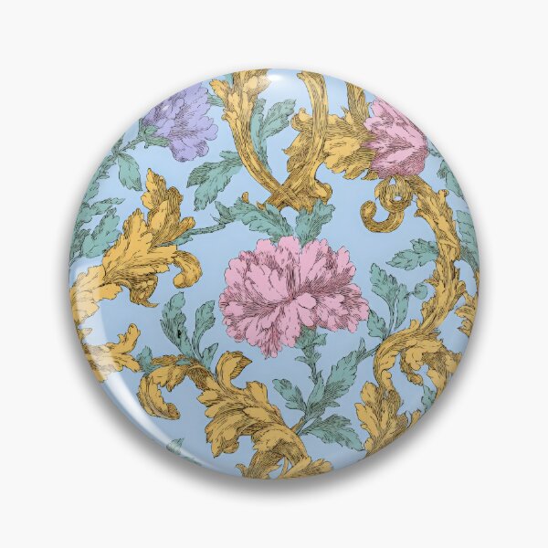 Item preview, Vintage Rococo Floral and Gold Acanthus Pattern designed and sold by Atlas Kai.