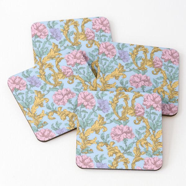 Item preview, Vintage Rococo Floral and Gold Acanthus Pattern designed and sold by Atlas Kai.