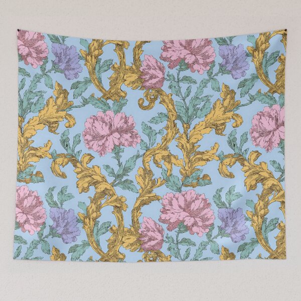 Item preview, Vintage Rococo Floral and Gold Acanthus Pattern designed and sold by Atlas Kai.