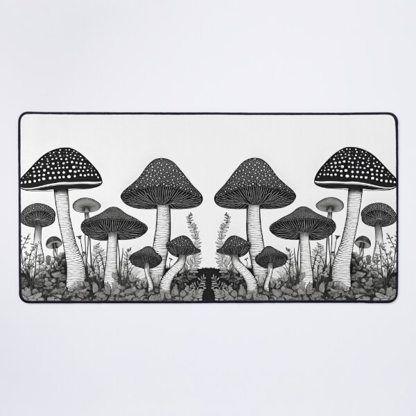 Item preview, Black and White Mushroom Illustration | Monochromatic | Black and White Illustration designed and sold by UnhingedBird.