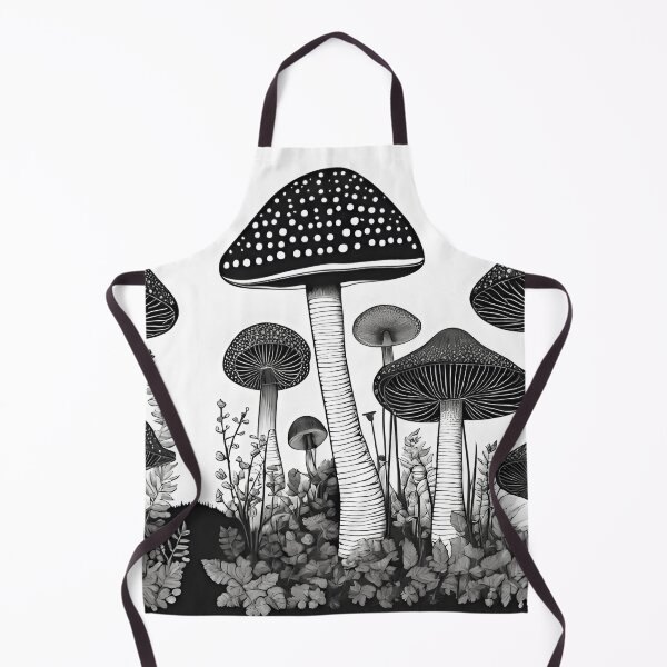 Item preview, Black and White Mushroom Illustration | Monochromatic | Black and White Illustration designed and sold by UnhingedBird.