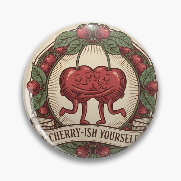 Item preview, Cherry-ish Yourself: Sweet Self-Care Vintage Fruit Emblem designed and sold by VIVID COLORS CLUB.