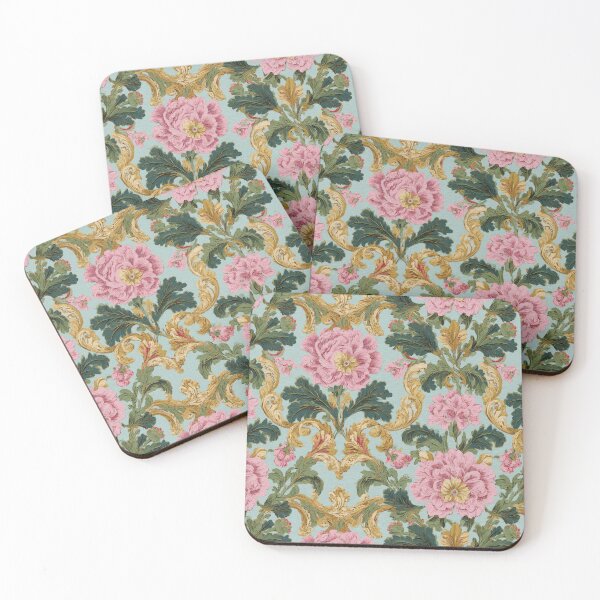 Item preview, Vintage Rococo Floral and Gold Acanthus Pattern designed and sold by Atlas Kai.