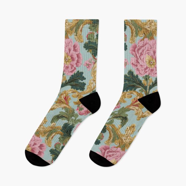 Item preview, Vintage Rococo Floral and Gold Acanthus Pattern designed and sold by Atlas Kai.