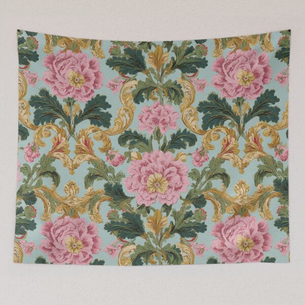 Item preview, Vintage Rococo Floral and Gold Acanthus Pattern designed and sold by Atlas Kai.
