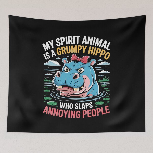 Item preview, Cute Grumpy Hippo My Spirit Animal Humor  designed and sold by Belkisallen.