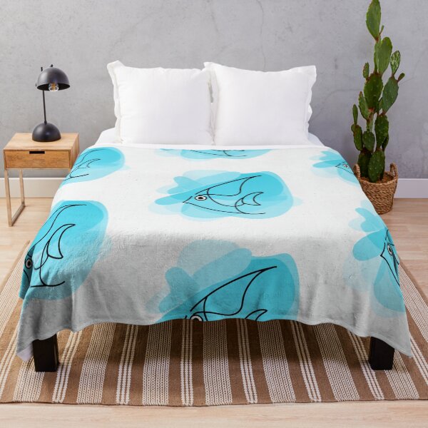 Item preview, modern minimalist fish drawing, single, well-defined line, painting, illustration, straight line, blue designed and sold by gulka8.
