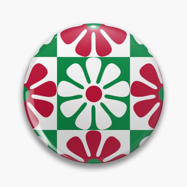 Item preview, 60's Retro Mod Big Christmas Flowers in Red, Green and White designed and sold by MellowCat.
