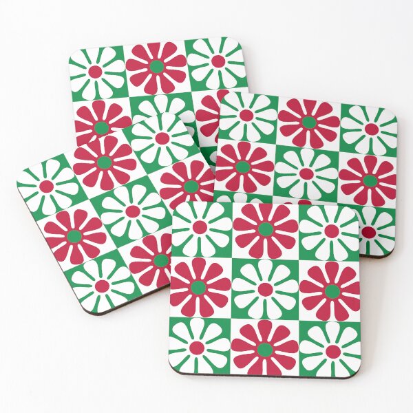 Item preview, 60's Retro Mod Big Christmas Flowers in Red, Green and White designed and sold by MellowCat.