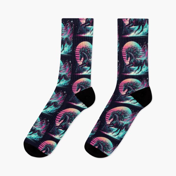 Item preview, "Cosmic Neon Horse – Retro Fantasy Ride" designed and sold by Dogandesighn.