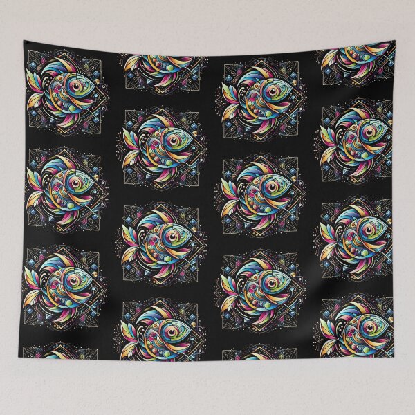 Item preview, Colorful geometric decorative fish  designed and sold by Dogandesighn.