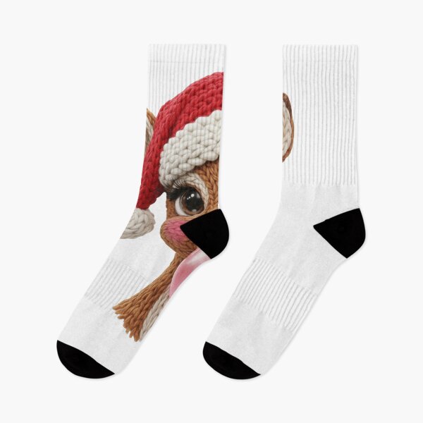 Item preview, Cute Christmas Reindeer with Santa Hat and Bubblegum designed and sold by tcvnguyen.