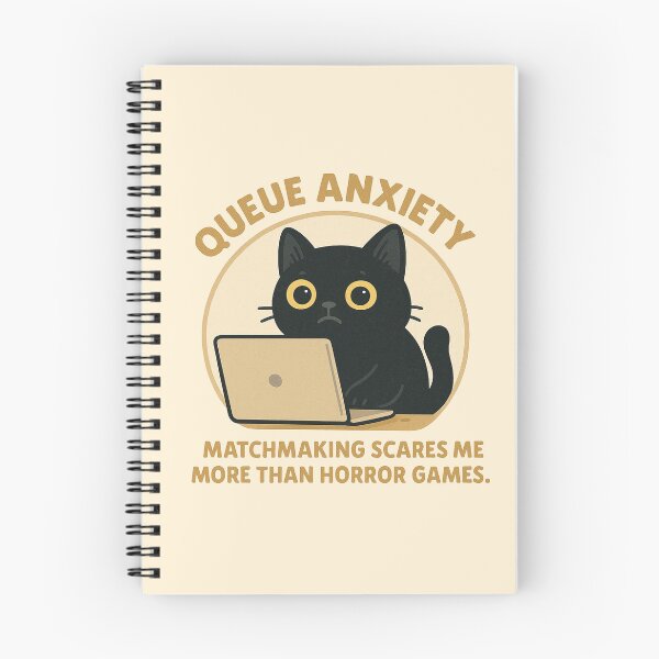Item preview, Gamer Cat – “Queue Anxiety” Funny Matchmaking Quote | Cute Black Cat designed and sold by Florarts.
