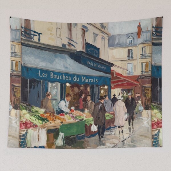 Artikelvorschau, Les Bouches du Marais | Impressionistische Malerei des Pariser Marktes entworfen und verkauft von CARRAANN.