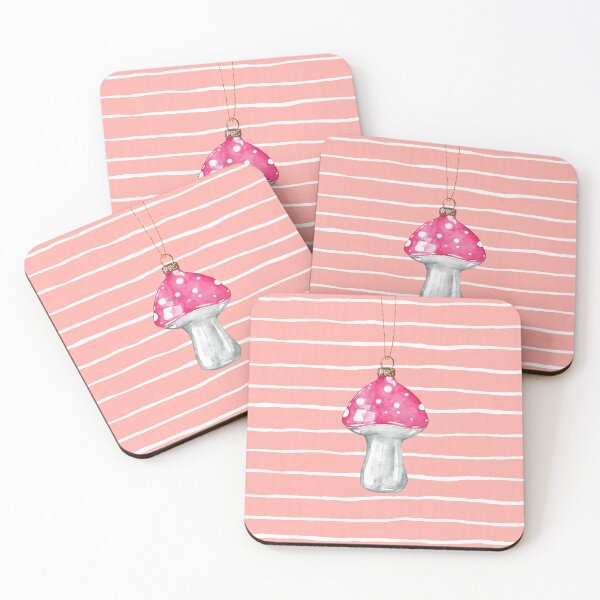 Item preview, Watercolor Mushroom Christmas Ornament Pink designed and sold by papierquarell.