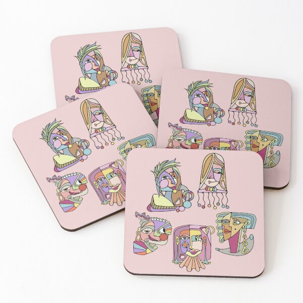Item preview, Happy Cubist Style People In Muted Rainbow Colors designed and sold by Unhinged Heather.