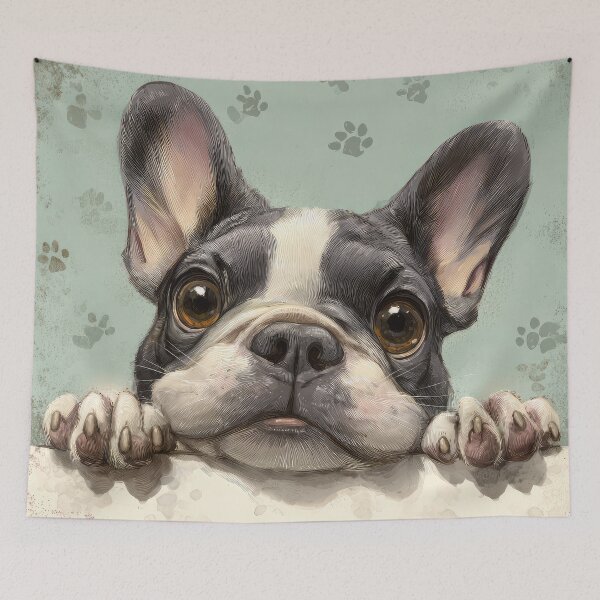 Item preview, French Bulldog Peeking over Wall 02 designed and sold by Elisabeth Lucas.