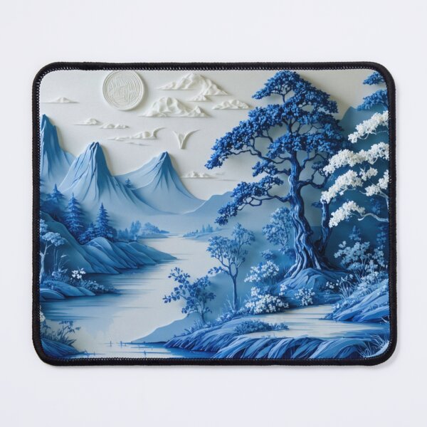 Item preview, Willow Pattern 3D-effect Landscape 3 Japanese Inspired designed and sold by NickWhittleArt.
