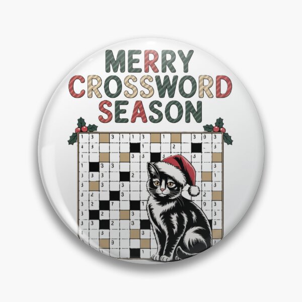 Item preview, Christmas Crossword mistletoe Cat Tuxedo designed and sold by JediKittenWars.