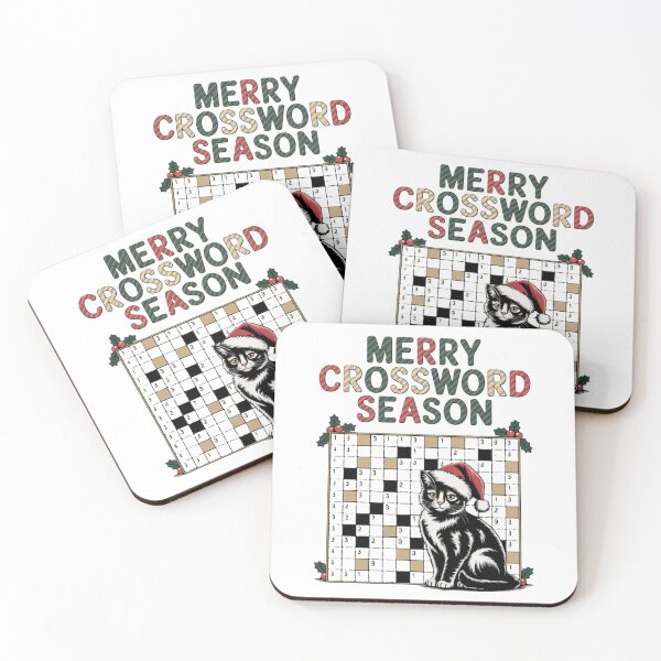 Item preview, Christmas Crossword mistletoe Cat Tuxedo designed and sold by JediKittenWars.