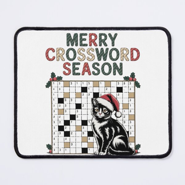 Item preview, Christmas Crossword mistletoe Cat Tuxedo designed and sold by JediKittenWars.