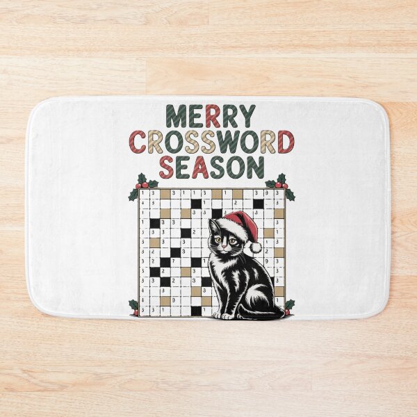 Item preview, Christmas Crossword mistletoe Cat Tuxedo designed and sold by JediKittenWars.