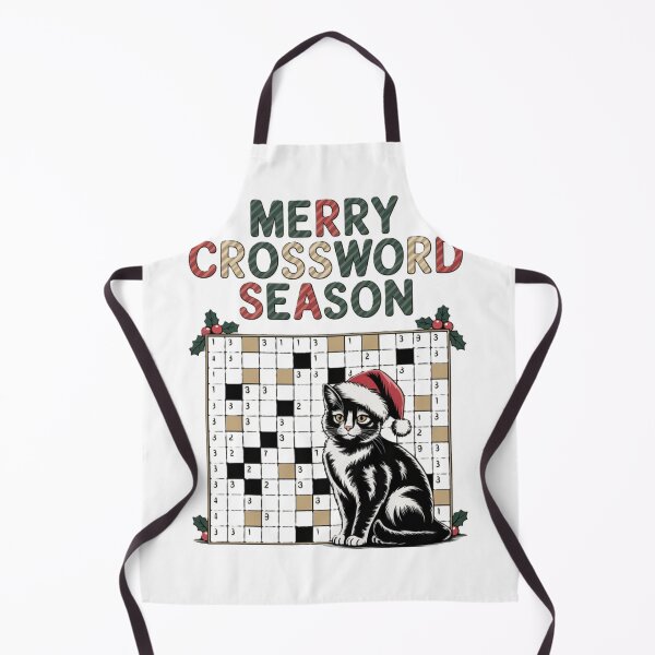 Item preview, Christmas Crossword mistletoe Cat Tuxedo designed and sold by JediKittenWars.
