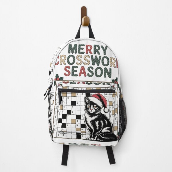 Item preview, Christmas Crossword mistletoe Cat Tuxedo designed and sold by JediKittenWars.