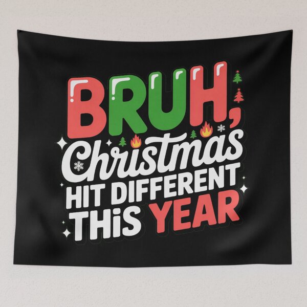 Item preview, BRUH, Christmas hit different, funny Gen Z and gen Alpha Christmas designed and sold by NoetherSym.