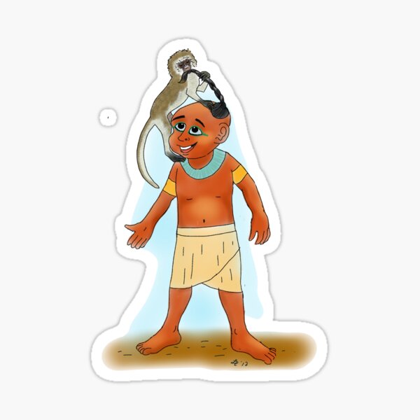 Prince Tutankhamun and His Pet Monkey Fingers Sticker