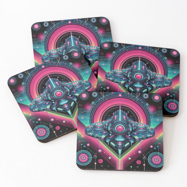 Item preview, Colorful neon spaceship  designed and sold by Dogandesighn.
