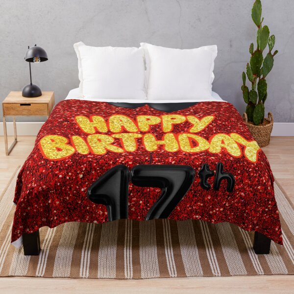Item preview, Glitter Red and Gold 17th Birthday Blast - Bold Happy Birthday Celebration Design designed and sold by VibranPalette.