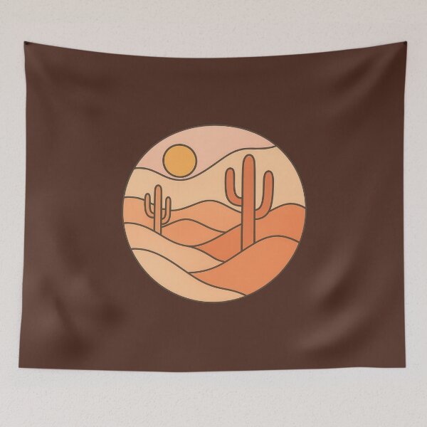 Item preview, Minimalist Desert Landscape with Cactus Illustration designed and sold by NoctaHike.