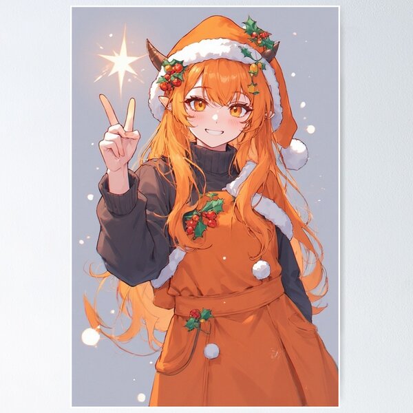 Item preview, Christmas orange demon girl anime designed and sold by ArtsJulian.