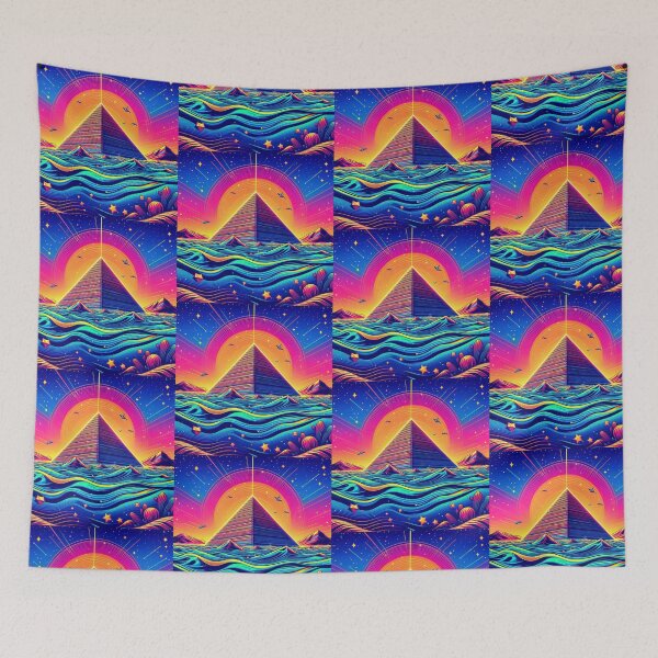 Item preview, "Neon Pyramid in a Cosmic Dreamscape" designed and sold by Dogandesighn.