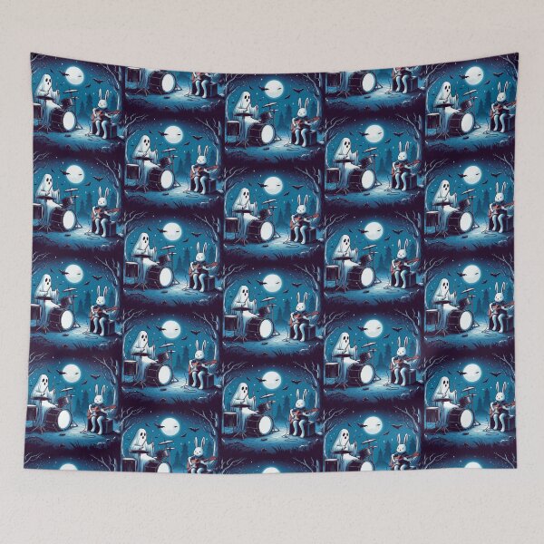 Item preview, Midnight Forest Jam: Ghost Drummer & Rockin' Rabbit designed and sold by Dogandesighn.