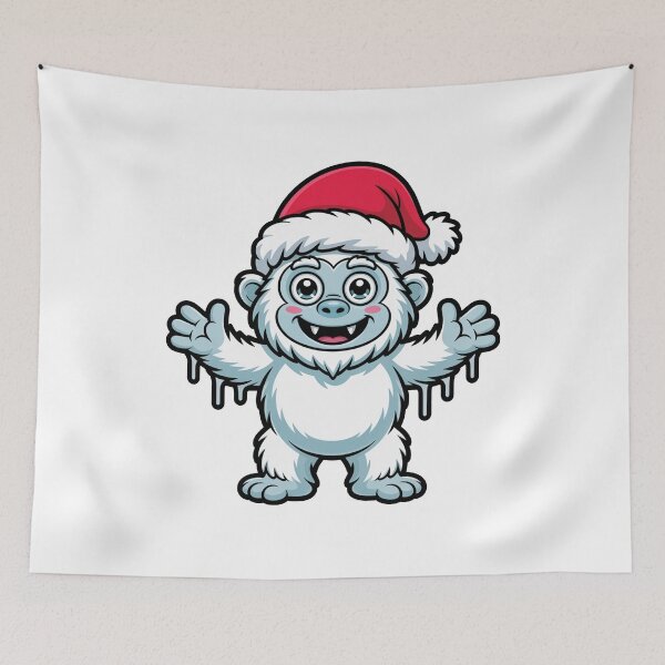 Item preview, Christmas Yeti with Santa Hat designed and sold by MonkiFlipp.